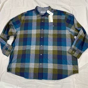 TOMMY BAHAMA Plaid Shirt Canyon Beach Flannel Blue Olive Check Men 3XLB NWT